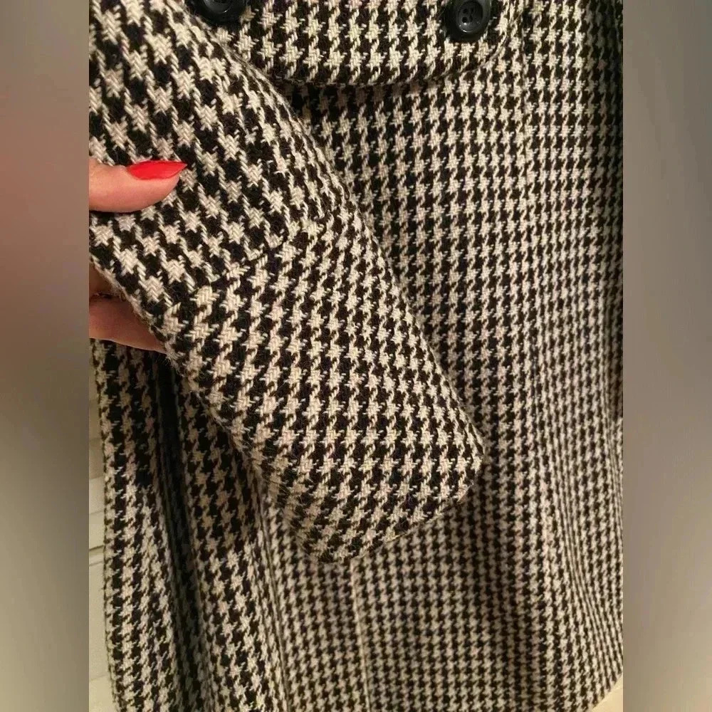 Larry Levine Herringbone Women's Coat Size 6 Black and White Vintage - Picture 5 of 11